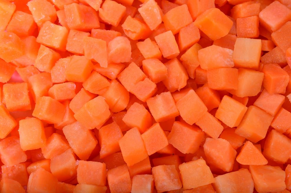 background of diced fresh carrots