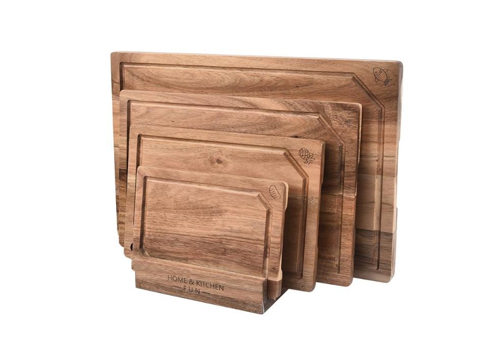 Acacia 4-Piece Cutting Board Set with Juice Groove