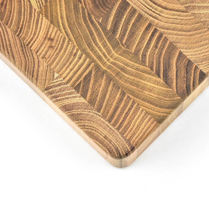 End Grain Teak Cutting Board with Rounded Corners