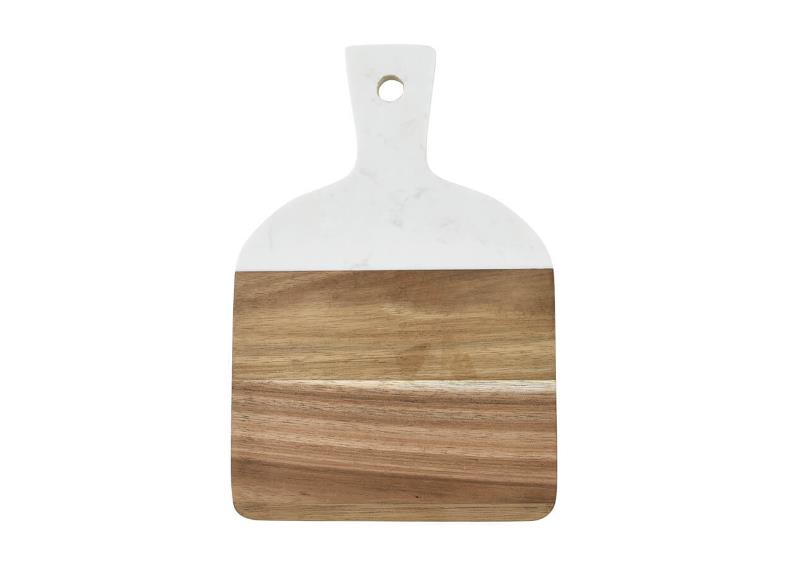 Marble and Acacia Charcuterie Board with Handle and Rounded Corners NCW21220