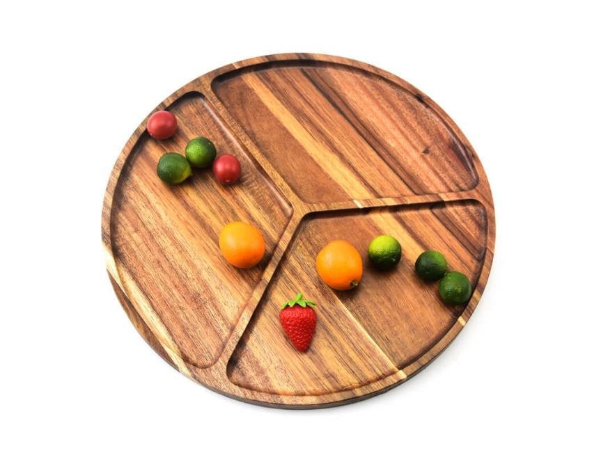 Round Acacia Charcuterie Board with Built-in Compartments NCW21151
