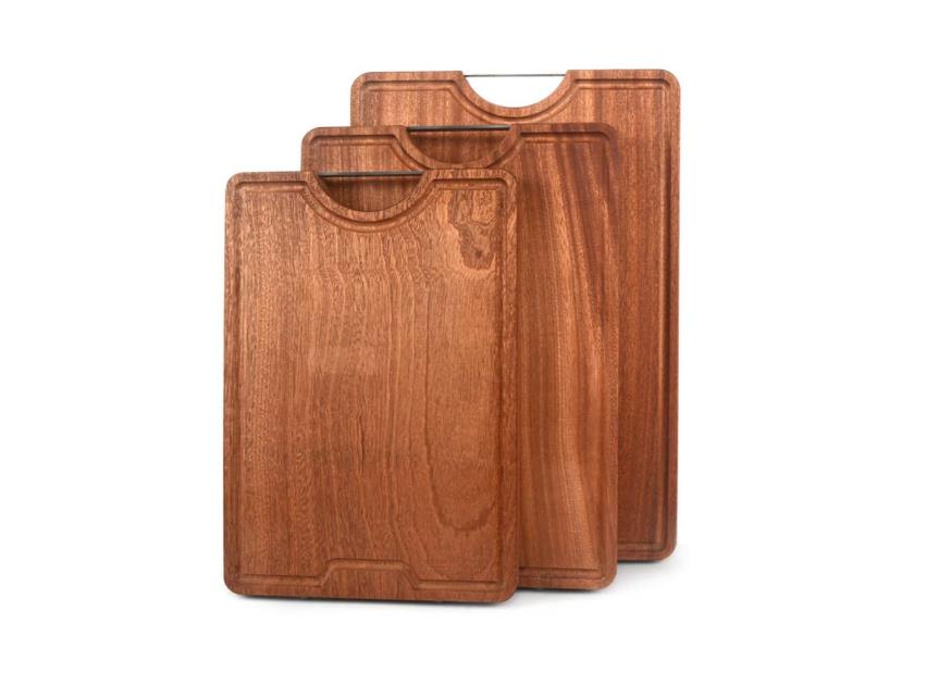 Sapele Cutting Board with Juice Groove and Handle 