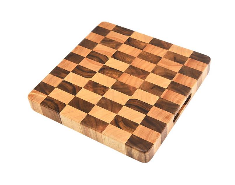 End Grain Acacia Cutting Board with Rounded Corners and Side Handle Indents LKCBO20021