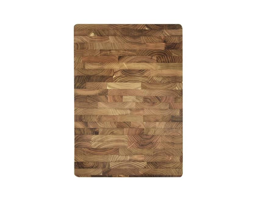 End Grain Teak Cutting Board with Rounded Corners and Side Handle Indents LKCBO20019