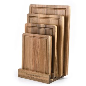 Acacia 4-Piece Cutting Board Set with Juice Groove and Rounded Corners LKCBO20011