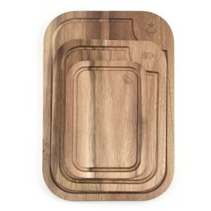 Acacia 3-Piece Cutting Board Set with Juice Groove and Rounded Corners LKCBO20012