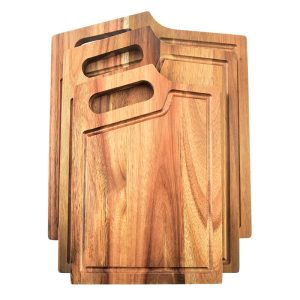 Acacia 3-Piece Cutting Board Set with Juice Groove and Handle LKCBO20013