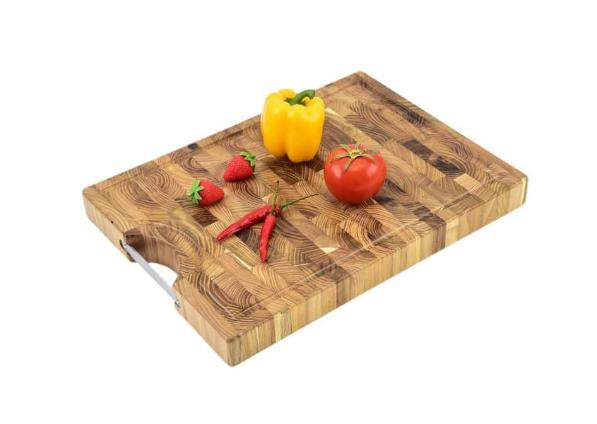 End Grain Teak Cutting Board with Handle and Juice Groove LKCBO20015