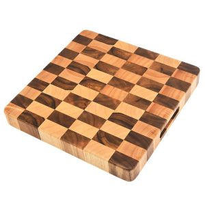 End Grain Acacia Cutting Board with Rounded Corners and Side Handle Indents LKCBO20021