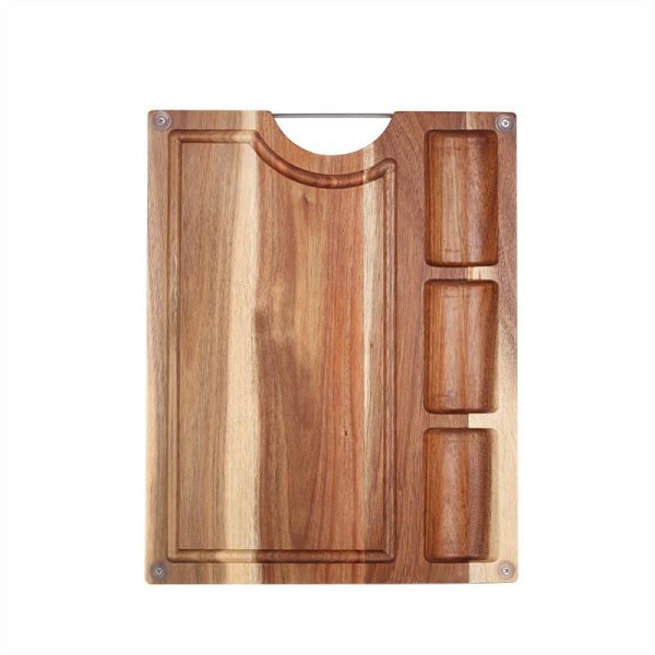 2-in-1 Acacia Cutting Board with Handle and Juice Groove LKCBO20037