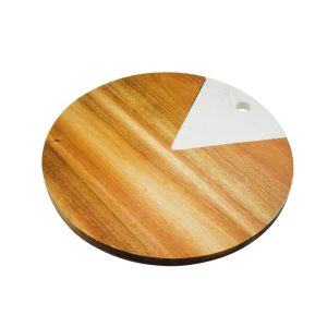 Round Marble and Acacia Charcuterie Board with Cutout LKCHB20003