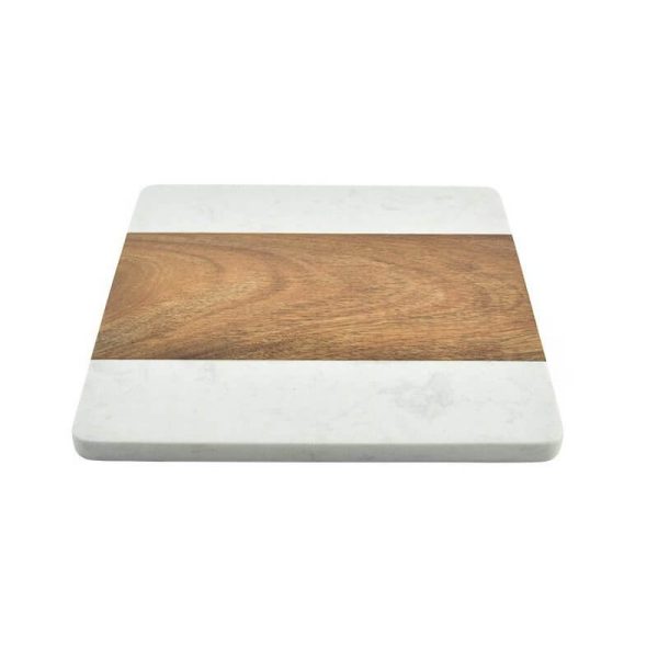 Marble and Acacia Charcuterie Board with Rounded Corners LKCHB20010