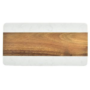 Marble and Acacia Charcuterie Board with Rounded Corners LKCHB20012