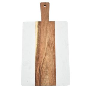 Marble and Acacia Charcuterie Board with Handle LKCHB20016