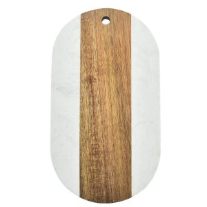 Marble and Acacia Charcuterie Board with Rounded Corners LKCHB20017