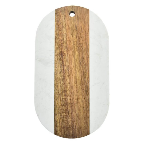 Marble and Acacia Charcuterie Board with Rounded Corners LKCHB20017