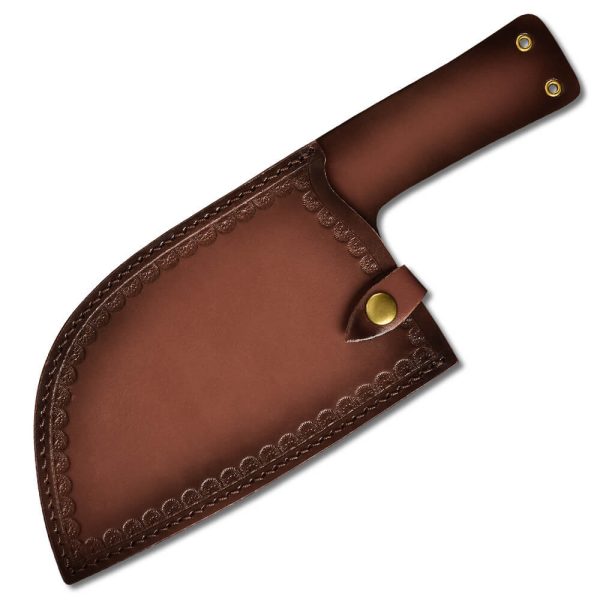 Custom Vertical Carry Serbian Chef Knife Bonded Leather Sheath with Belt Loop LKKSH20024