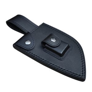 Custom Vertical Carry Fixed Blade Top-Grain Leather Sheath with Belt Loop and Whetstone Pocket LKKSH20038