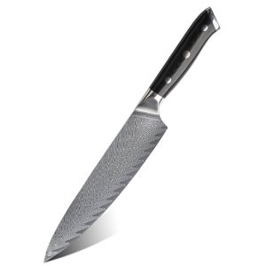 Damascus Clad 10Cr15CoMoV G10 Handle Chef Knife 205 mm LKWCK10008