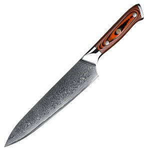 Damascus Clad 10Cr15CoMoV G10 Handle Chef Knife 210 mm LKWCK10003