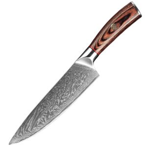 Damascus Clad 10Cr15CoMoV Pakkawood Chef Knife 205 mm LKWCK10014