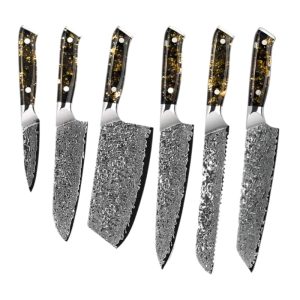 Damascus Clad 10Cr15CoMoV Kitchen Knife Set LKKSE10008