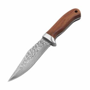 Damascus Clad Rosewood Fixed Blade Knife LKFBK10001