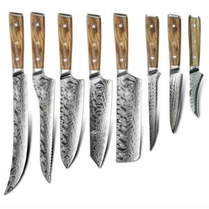 Damascus Clad AUS-10 Kitchen Knife Set LKKSE10012-13