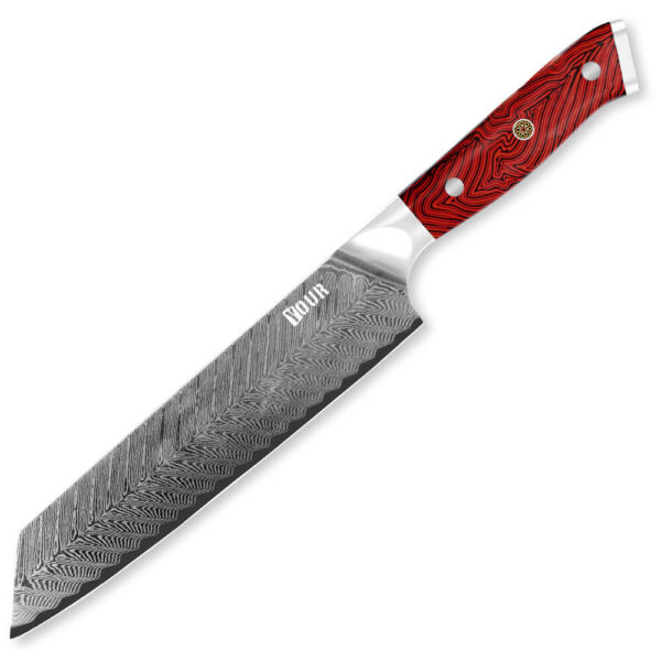 Damascus Clad 10Cr15CoMoV G10 Handle K-Tip Chef Knife 335 mm KKDA0061