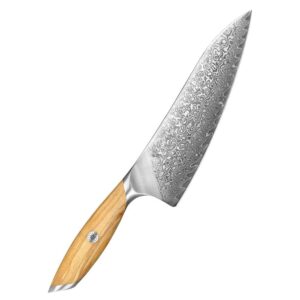 Damascus Clad 14cr14MoVNb Olive Wood Chef Knife 210 mm LKWCK10015