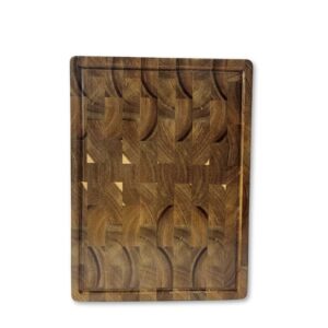End Grain Acacia Cutting Board with Juice Groove and Rounded Corners LKCBO20040