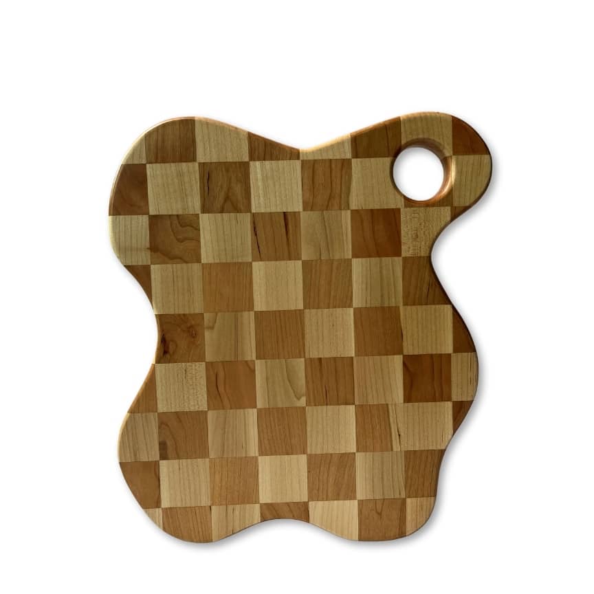 End Grain Special Shaped Cherry Maple Cutting Board with Hanging Hole LKCBO20090
