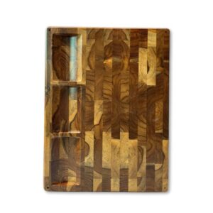 End Grain Teak Cutting Board with Built-in Compartments LKCBO20092