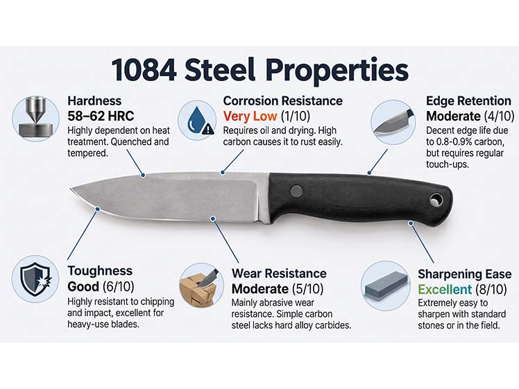 1084 Steel Properties Performance Infographic