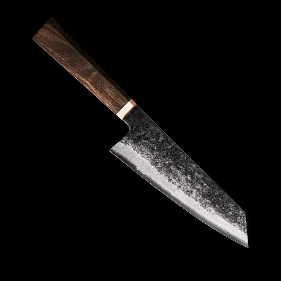 Blenheim Forge Santoku with a walnut handle and copper ferrule