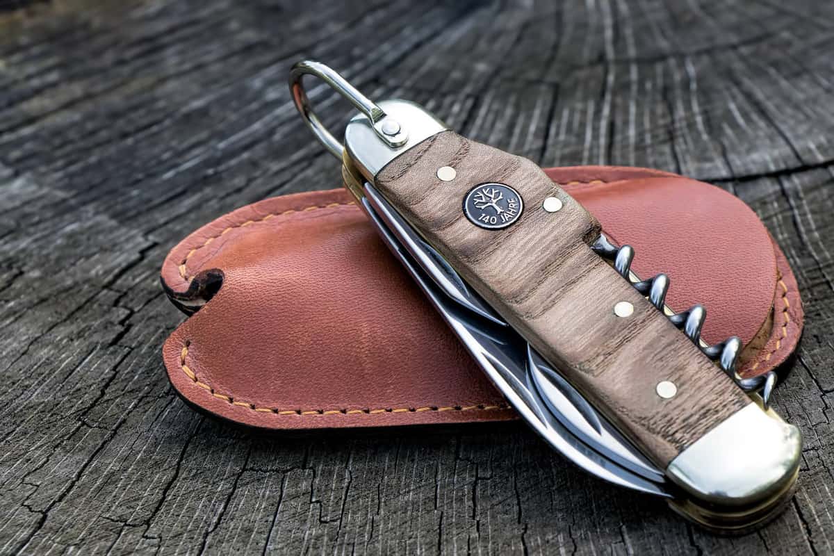 Traditional Böker pocket knife with a wooden handle, photographed in 2014