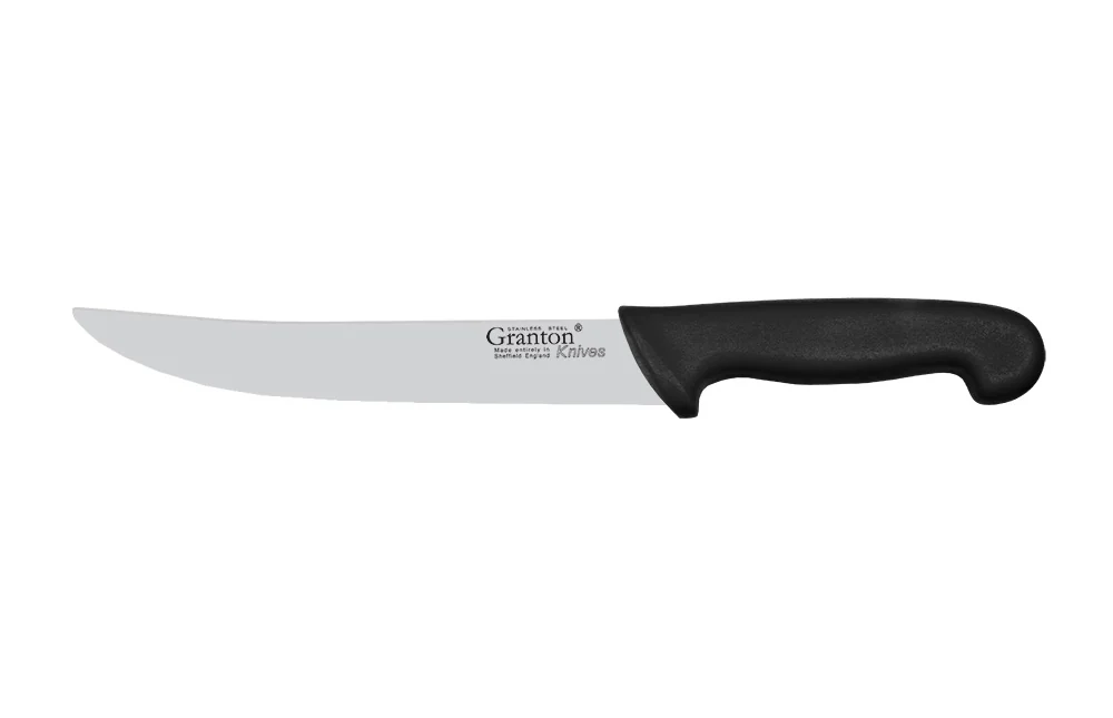 Granton kitchen utility knife with a black polypropylene handle